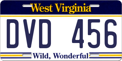 WV license plate DVD456