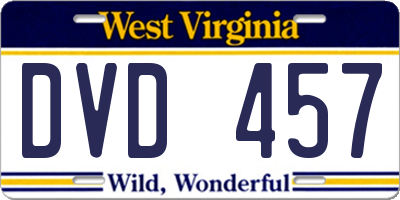 WV license plate DVD457