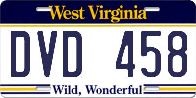 WV license plate DVD458