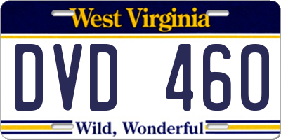 WV license plate DVD460