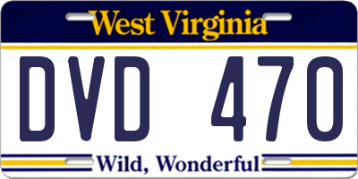 WV license plate DVD470