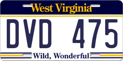 WV license plate DVD475