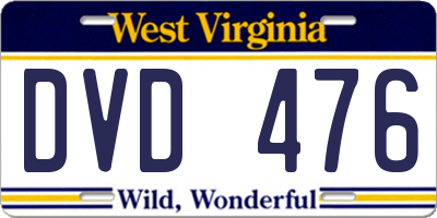 WV license plate DVD476