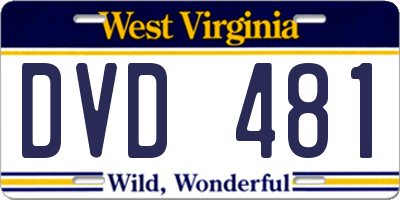 WV license plate DVD481