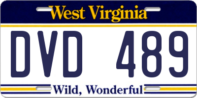 WV license plate DVD489