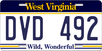 WV license plate DVD492