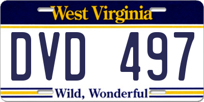WV license plate DVD497