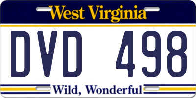 WV license plate DVD498
