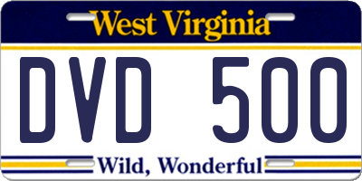 WV license plate DVD500