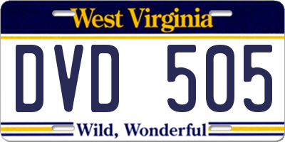 WV license plate DVD505