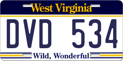 WV license plate DVD534