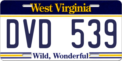 WV license plate DVD539