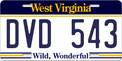 WV license plate DVD543