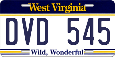 WV license plate DVD545