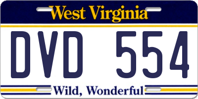 WV license plate DVD554