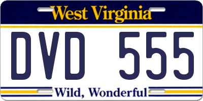 WV license plate DVD555