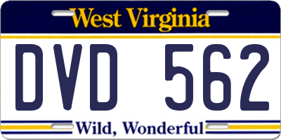 WV license plate DVD562