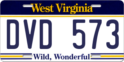 WV license plate DVD573