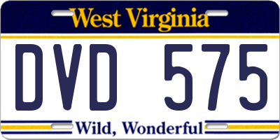 WV license plate DVD575