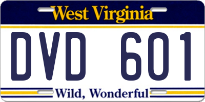 WV license plate DVD601