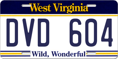WV license plate DVD604