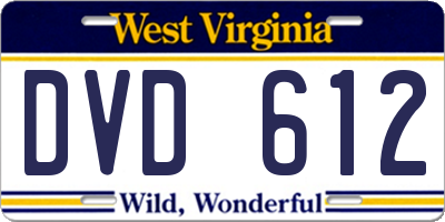 WV license plate DVD612