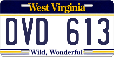 WV license plate DVD613