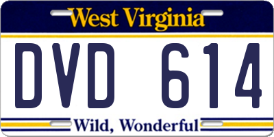 WV license plate DVD614