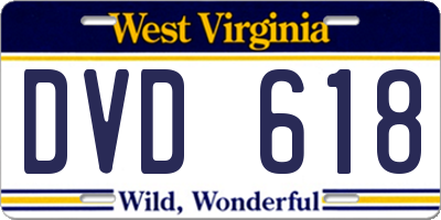 WV license plate DVD618
