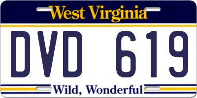 WV license plate DVD619