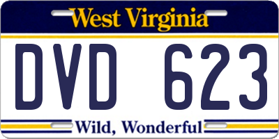 WV license plate DVD623
