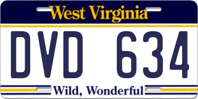 WV license plate DVD634