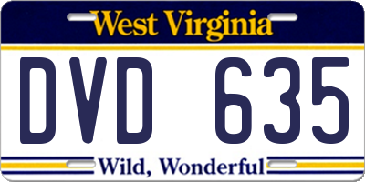 WV license plate DVD635