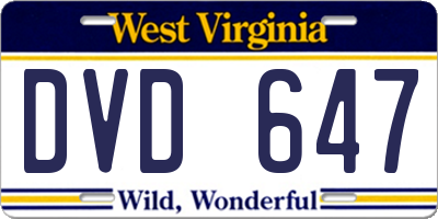 WV license plate DVD647