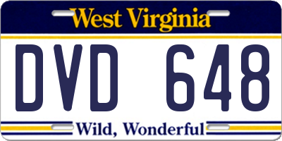 WV license plate DVD648