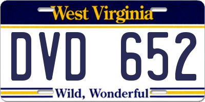 WV license plate DVD652