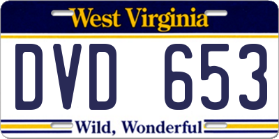 WV license plate DVD653