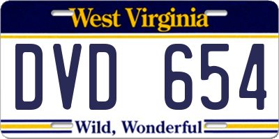 WV license plate DVD654