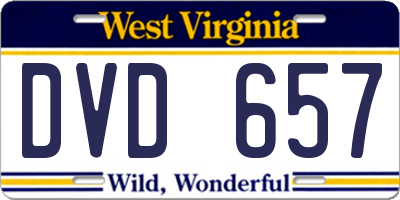 WV license plate DVD657