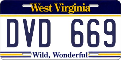 WV license plate DVD669