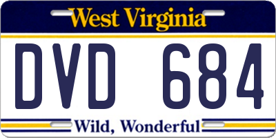 WV license plate DVD684