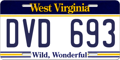 WV license plate DVD693