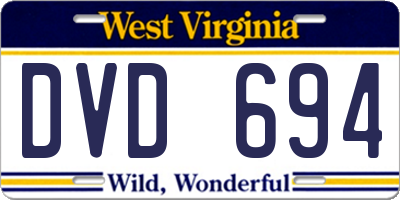 WV license plate DVD694