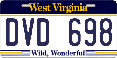 WV license plate DVD698