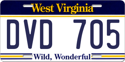 WV license plate DVD705
