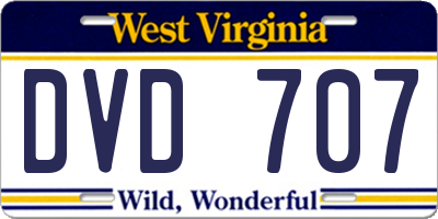 WV license plate DVD707