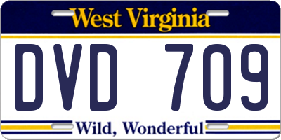 WV license plate DVD709