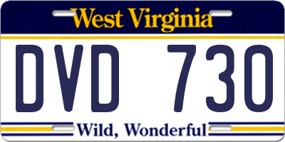 WV license plate DVD730