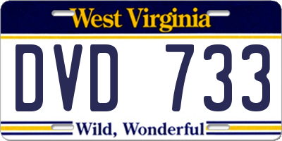 WV license plate DVD733