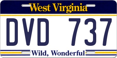 WV license plate DVD737